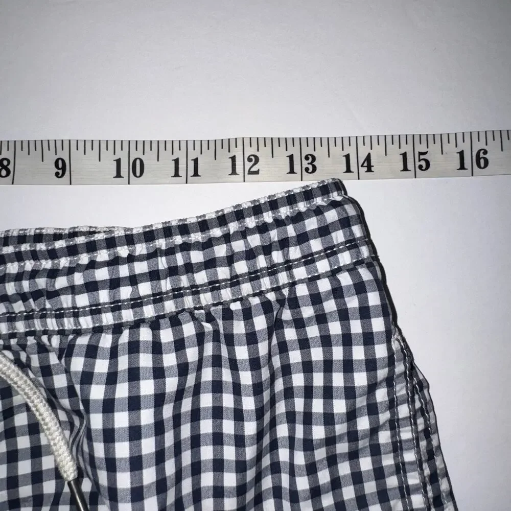 Polo Ralph Lauren Swim Short Size L (14-16) Blue White Gingham Drawstring Lined